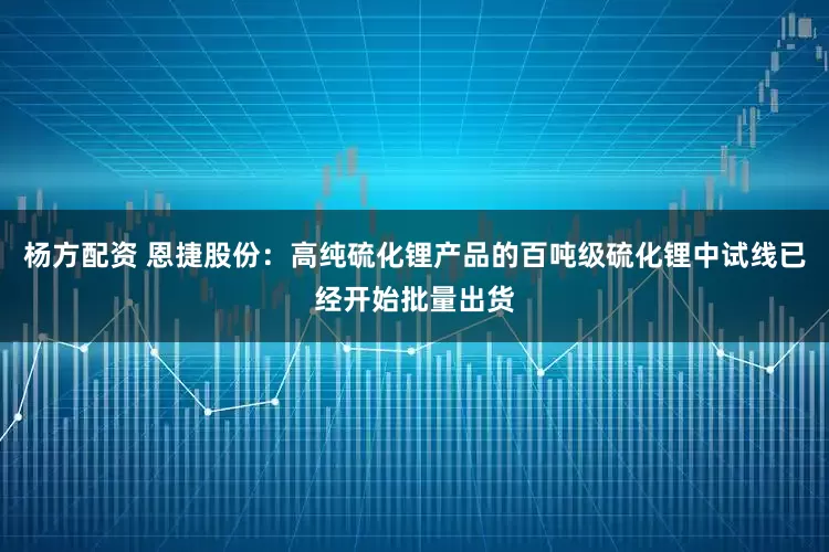 杨方配资 恩捷股份：高纯硫化锂产品的百吨级硫化锂中试线已经开始批量出货